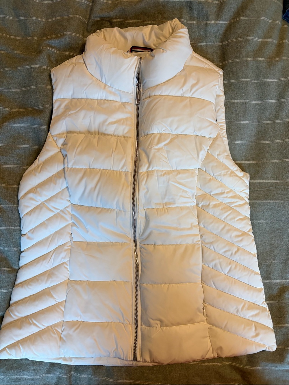Tommy Hilfiger White Quilted Zip Puffer Vest
